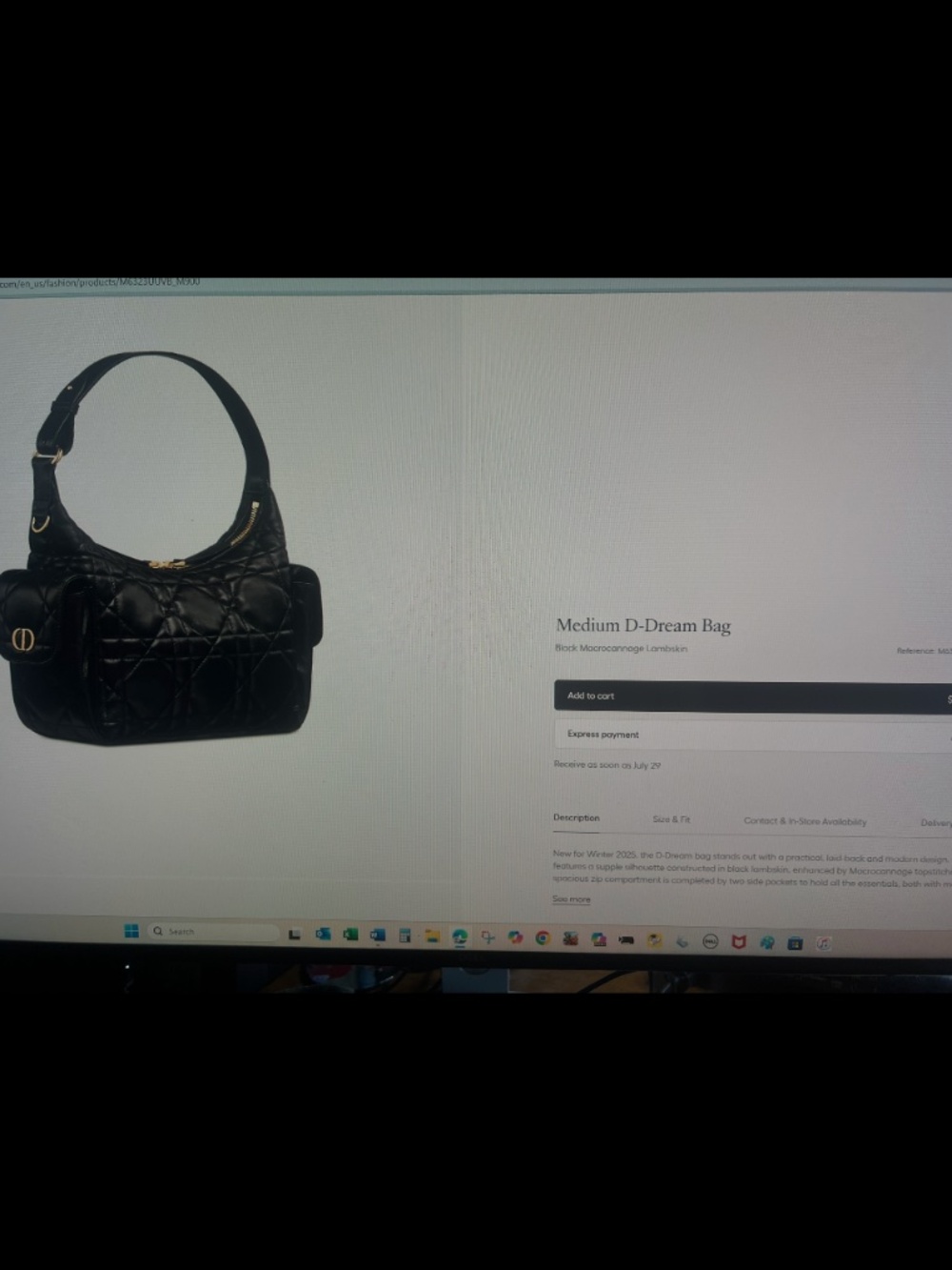 Dior Medium D-Dream Bag-Black Macrocannage Lambskin - Picture 7 of 8